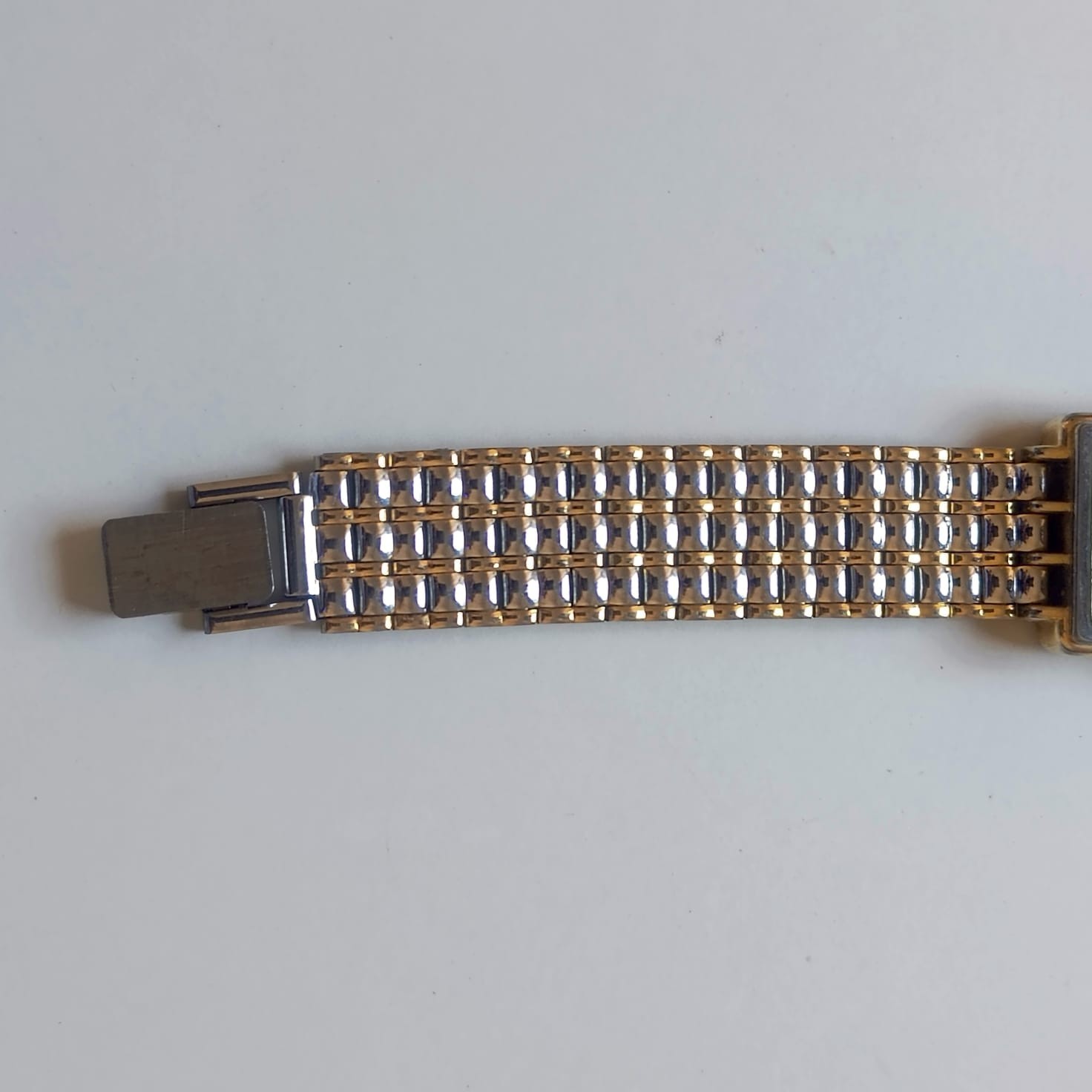Vintage FE Excellent Quartz Watch Two Tone Gold Silver Square Tank Unisex Japan