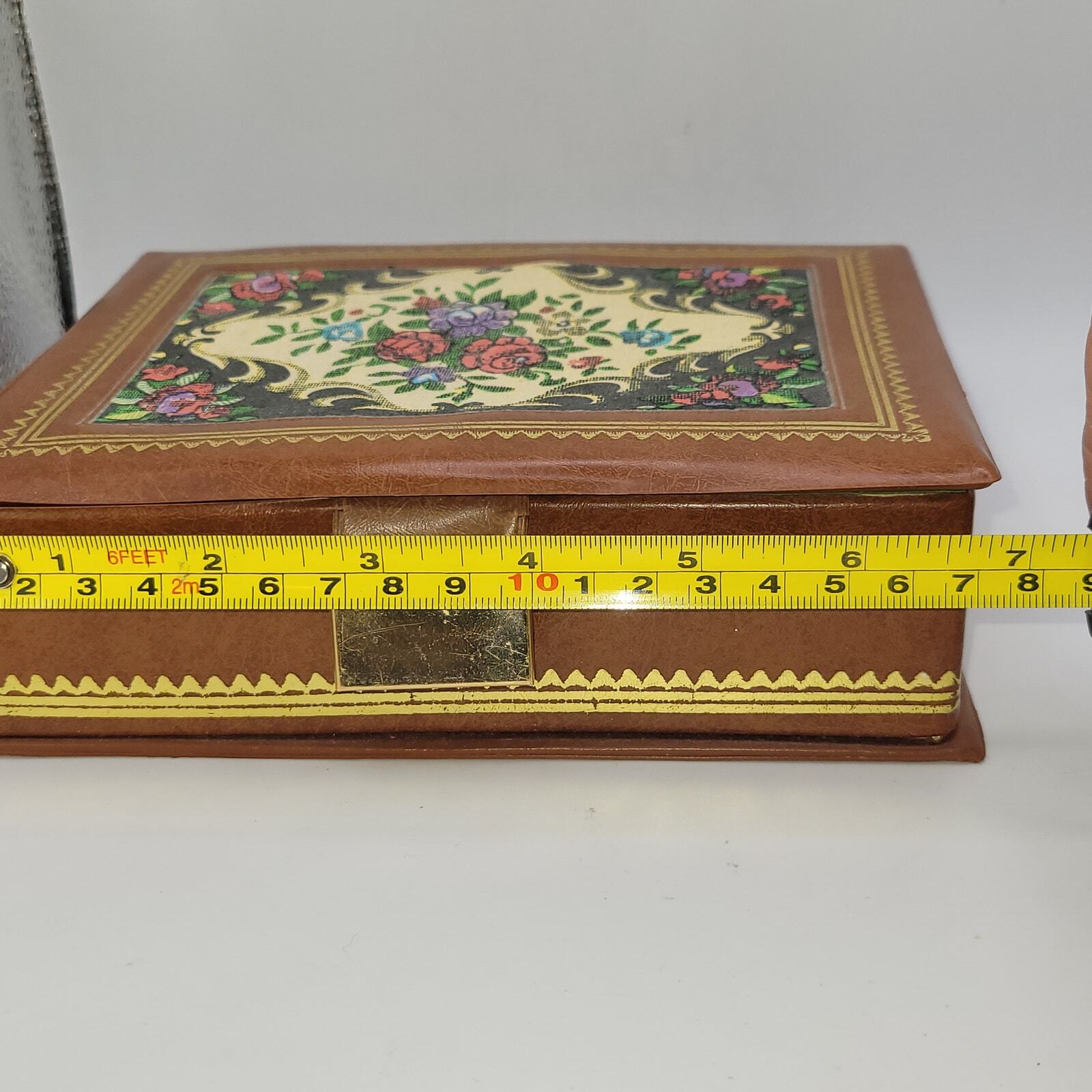 Faux leather Jewelry box ~ framed fabric insert ~ felted interior ~ mirror