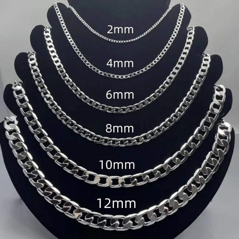 925 Sterling Silver Chain Necklace Men Women 2-12mm 40-75cm Lobster Clasp