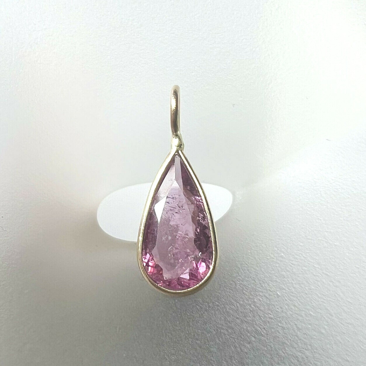.90ct Glowing Pear Tourmaline 14K Yellow Gold Pendant 16×5.5mm