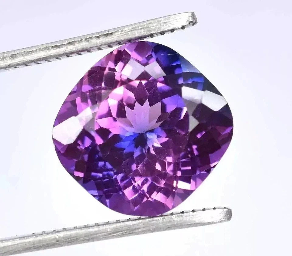 9.50 Carat Montana Natural Sapphire Purple Blue Cushion Cut Certified Gemstone