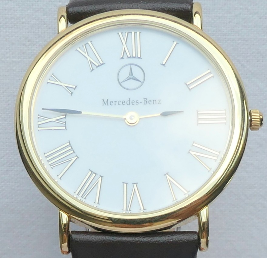 Mercedes Benz Classic Car Accessory 18k Gold Plated Swiss Made Luxury Watch