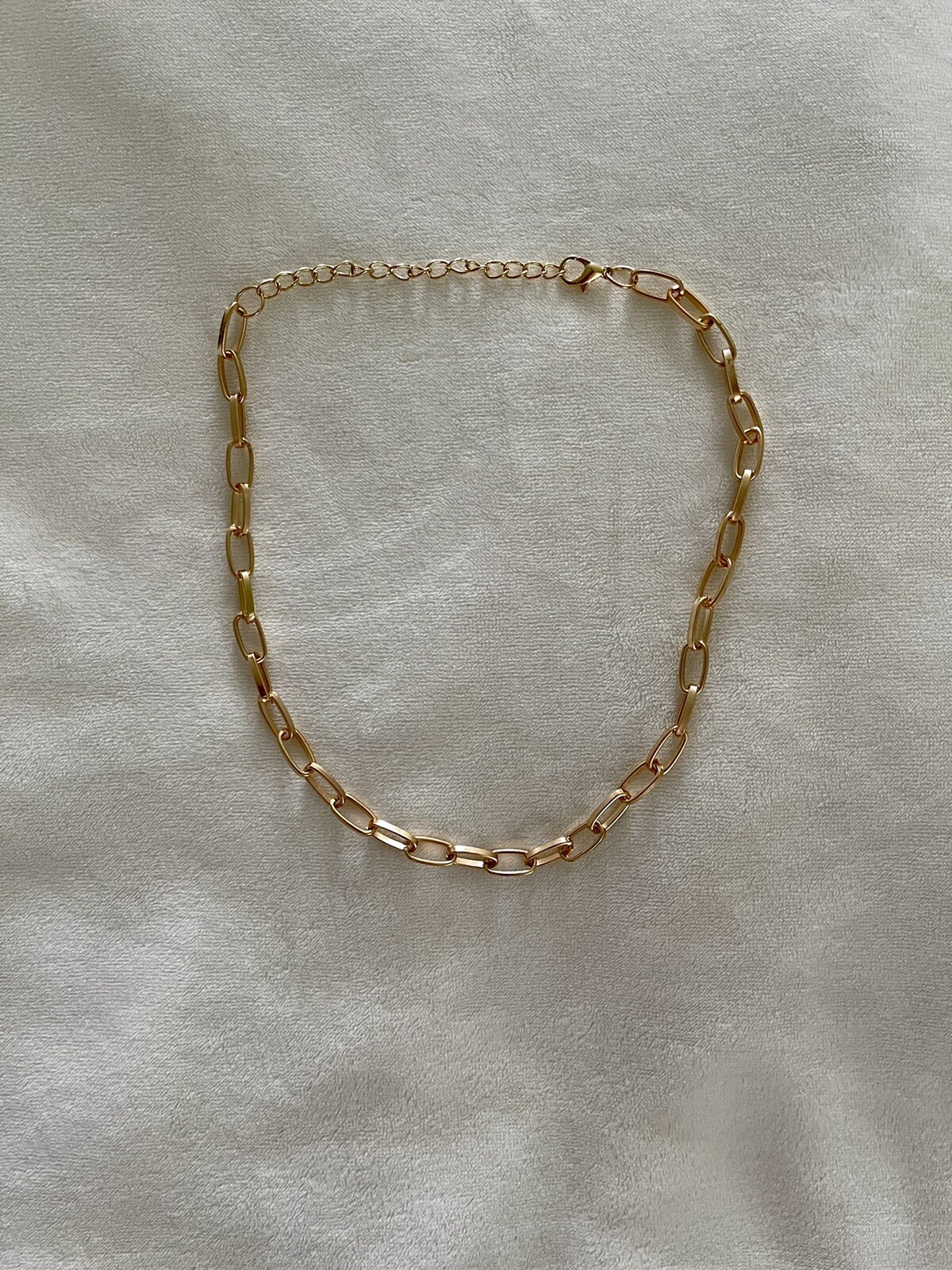Women Rose Gold Plated Paper Clip Thick Link Chain Necklace Choker N191