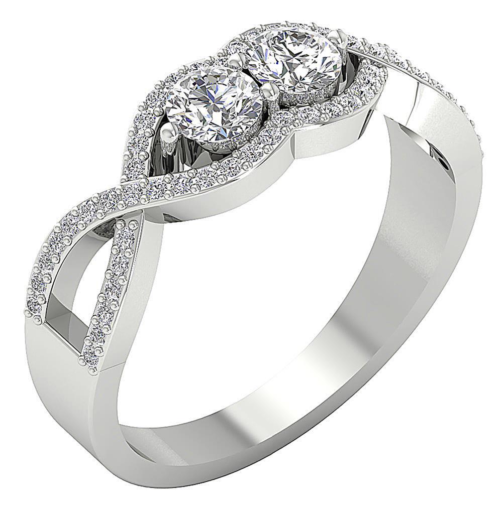Forever Us Two Stone Solitaire Ring VS F 0.85 Ct Lab Grown Diamond 14K Rose Gold