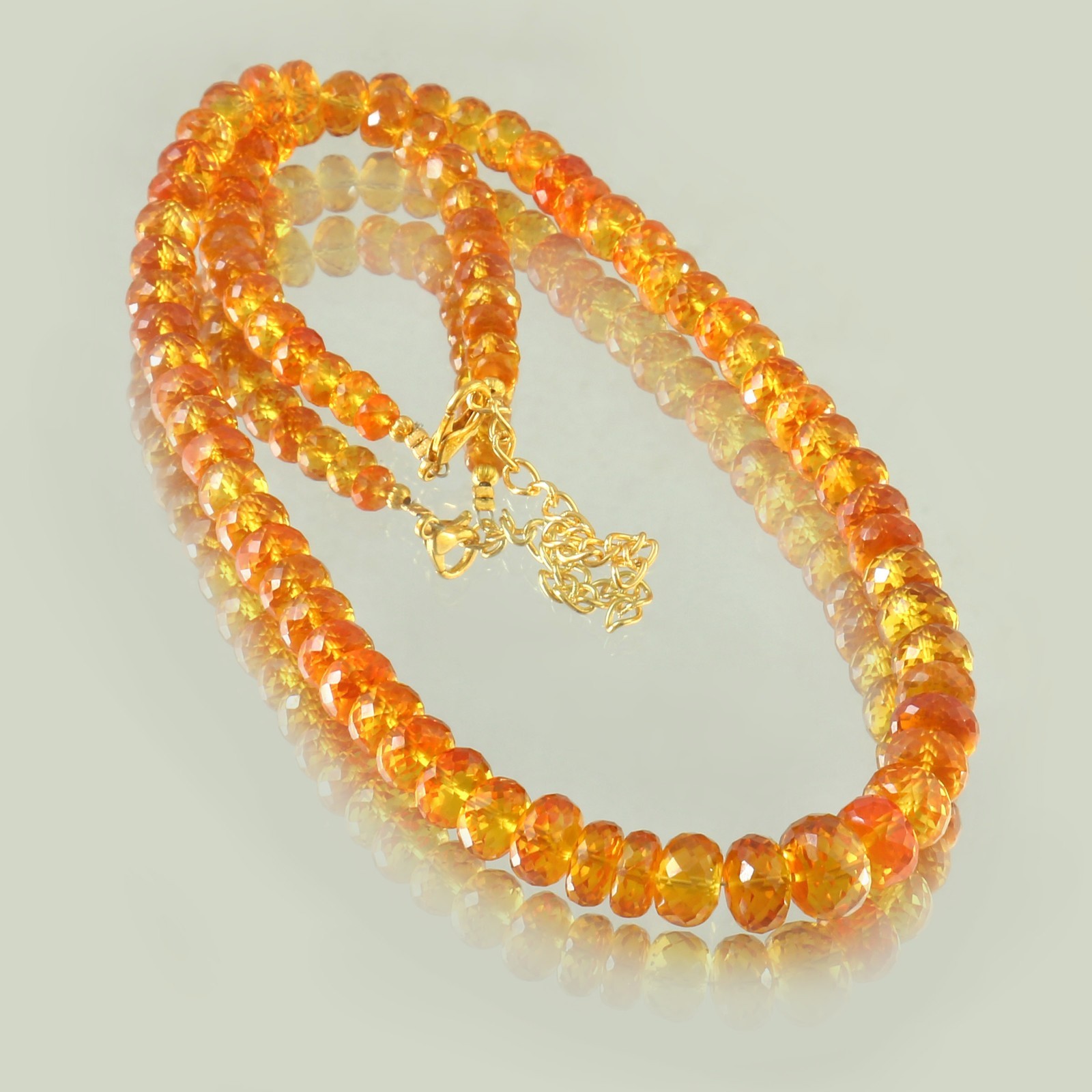 Flawless Padparadscha Sapphire faceted Beads Necklace 18 inches 6 to 8 MM