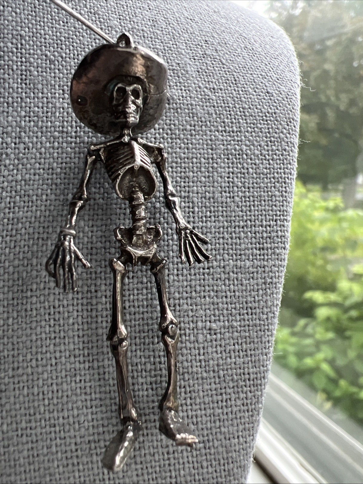 Cowboy Slim Skeleton Sterling Silver Pendant By Don Norris; Charming!