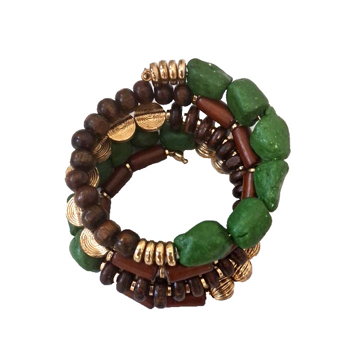 Memory Wire Wrap Multicolored Women’s Boho Beaded Bracelet (stretch to fit)
