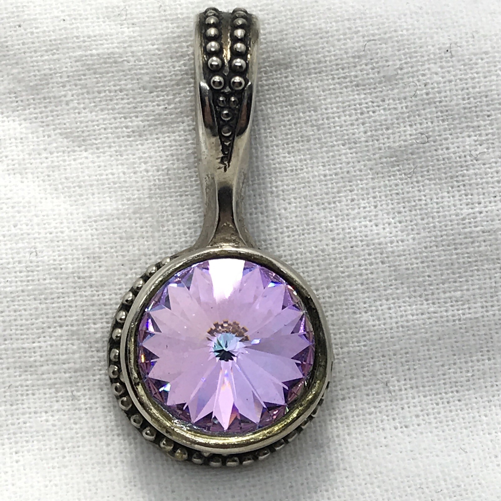 VTG Be-Je’ Designs Heavy Silver -Purple/Pink/Blue Changing Crystal Pendant