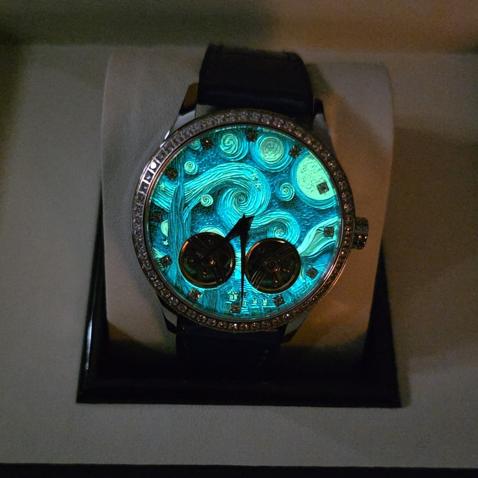 SKYSEED Celestial Blue Starry Dial Automatic Luxury Watch Blue Leather Strap