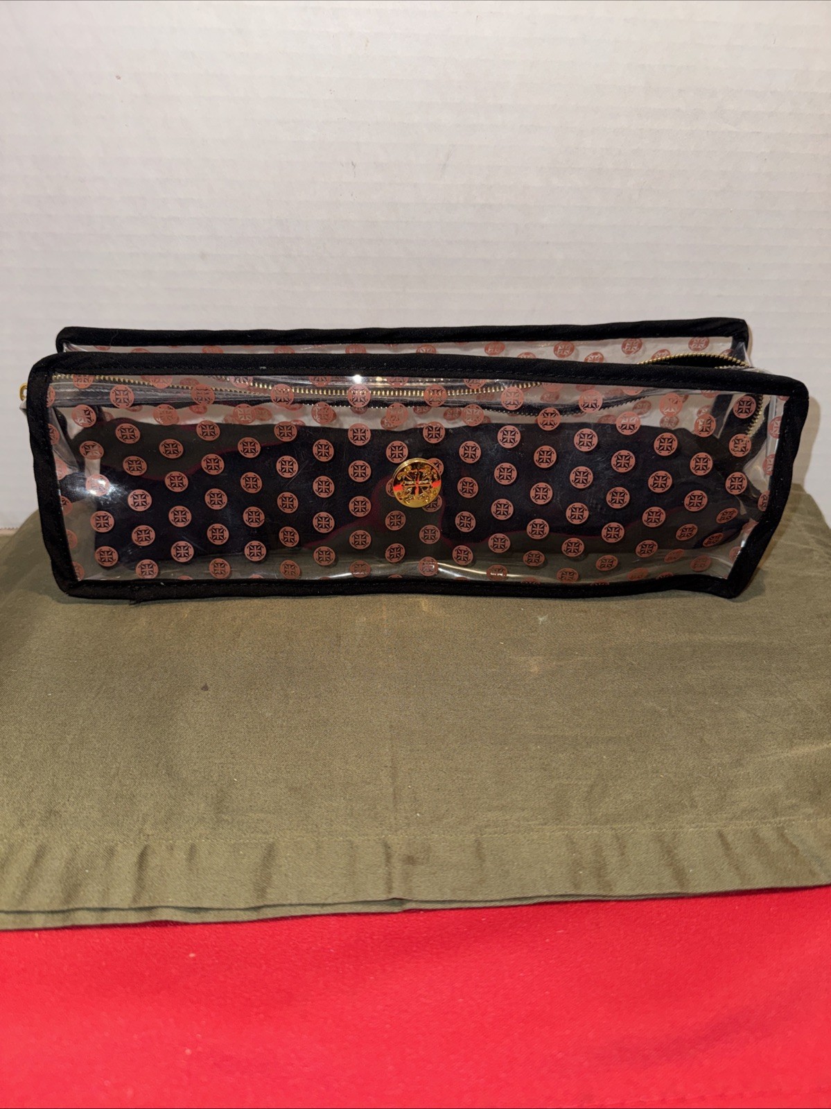 Rustic Cuff Bracelet Travel Case Clear Vinyl Zip Pouch Velvet Pillow