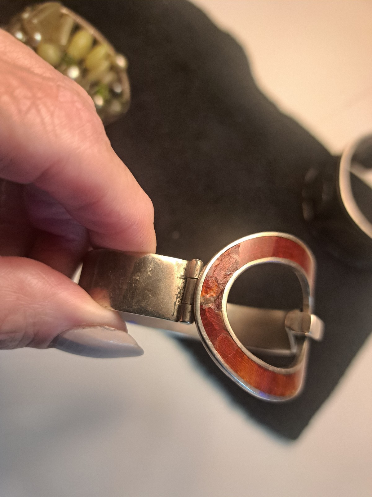 Tana Action Jewel Cuff, Animal Handmade Cuff 925 Stunning 800 Enamel Bracelet