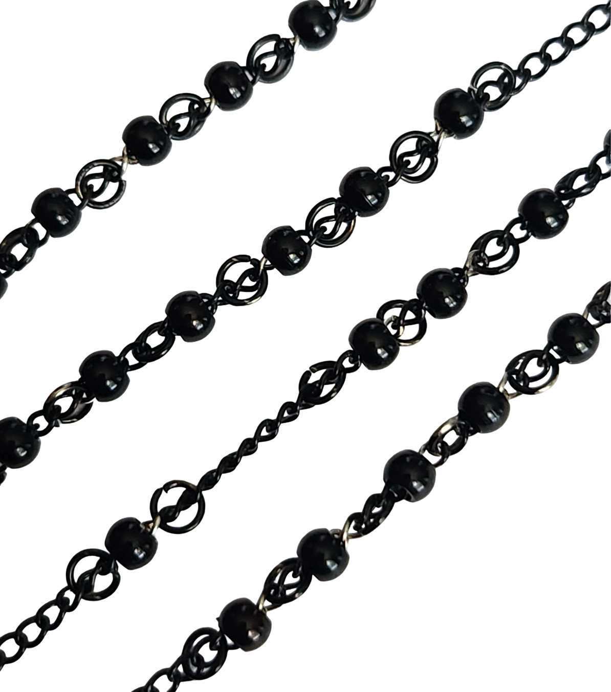PURE LUX BLACK STAINLESS STEEL ROSARY CROSS NECKLACE – 24″