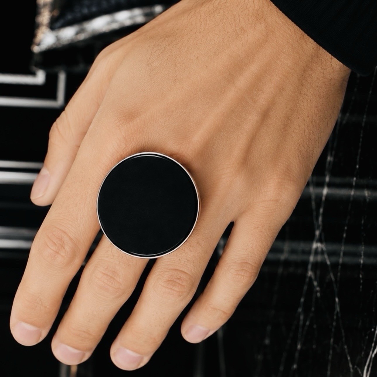 8 8.5 9 Handmade Ring Black Onyx Gem Solid 925 Sterling Silver Gemstone Fine Art