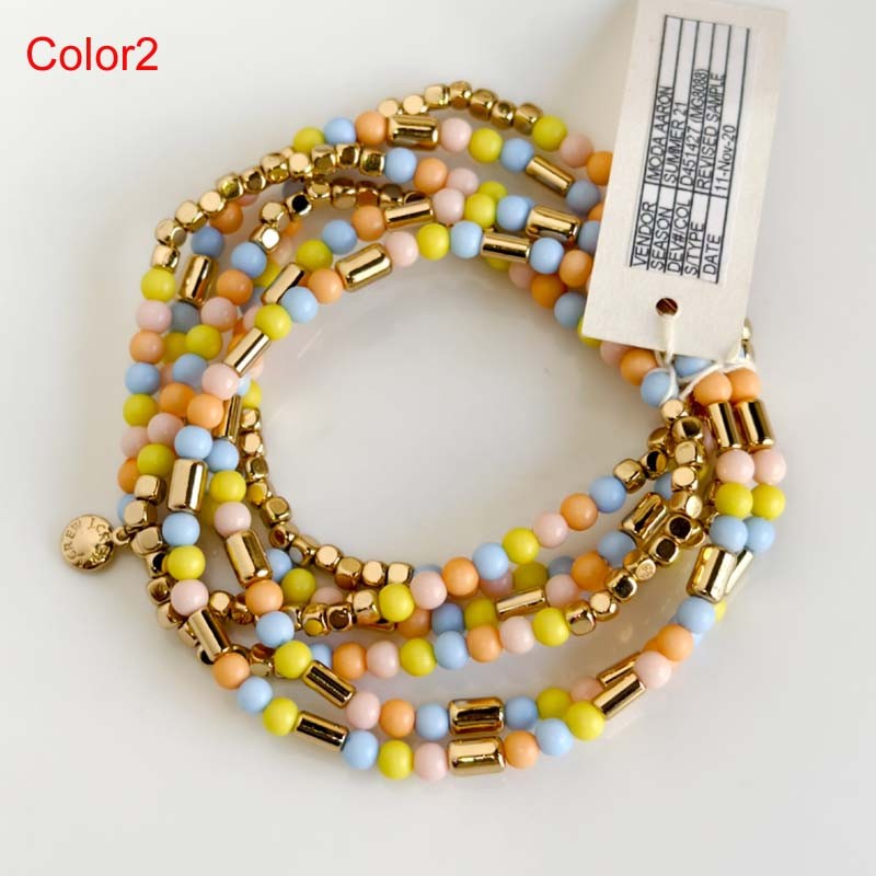 6Pcs Jcrew Resin Bead Stretch Bracelet Chic Women Party Vacation Jewelry 2Colors