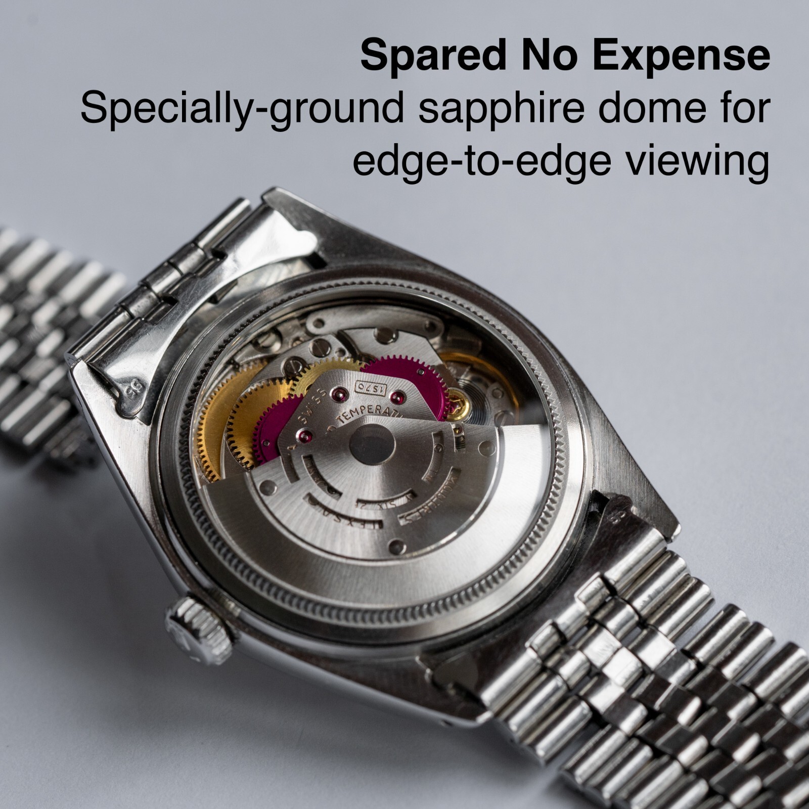 Extra-Slim Sapphire Exhibition Caseback for Vintage Rolex Datejust