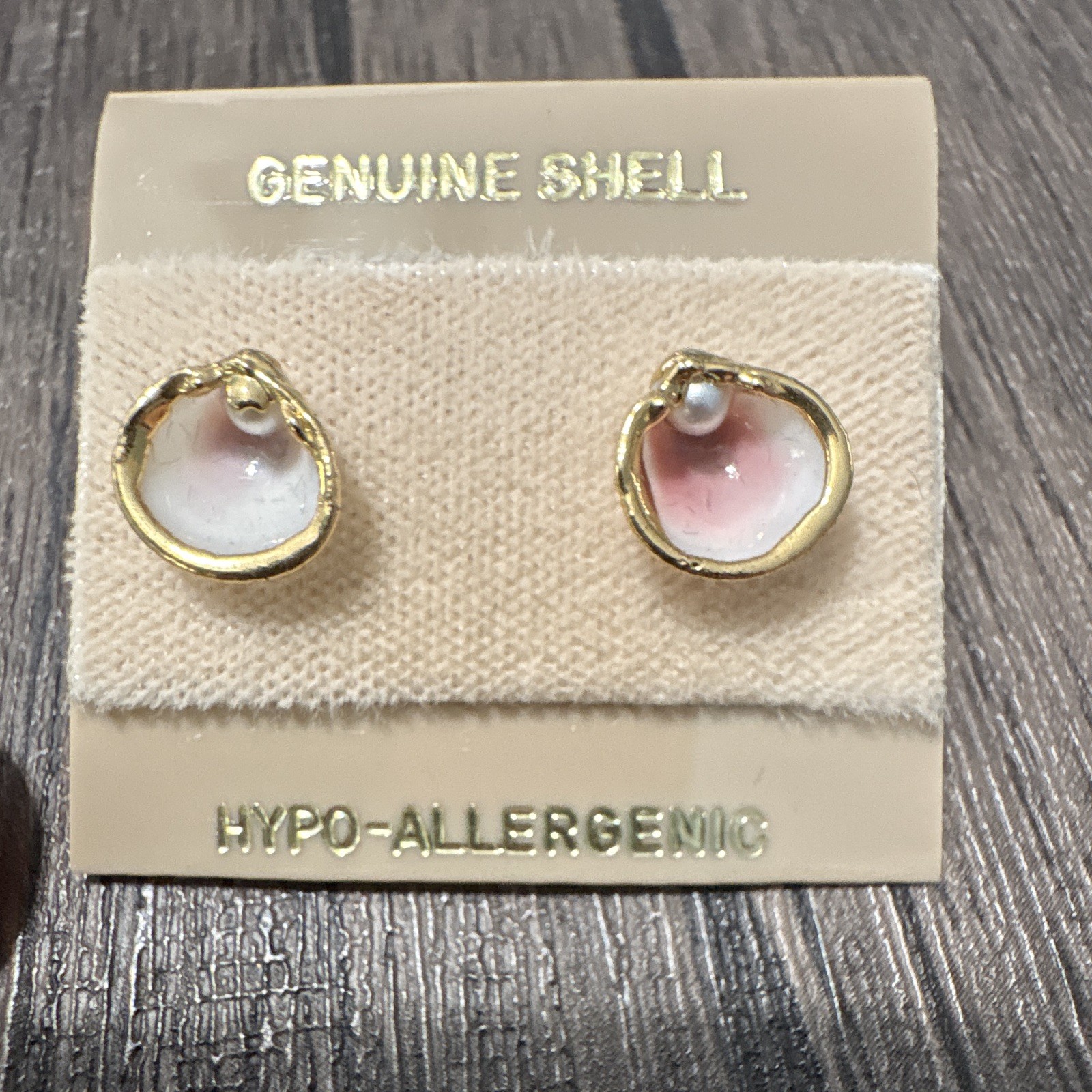 Pink Shell Teardrop Pendant Necklace & Earrings Set, Hypo-Allergenic