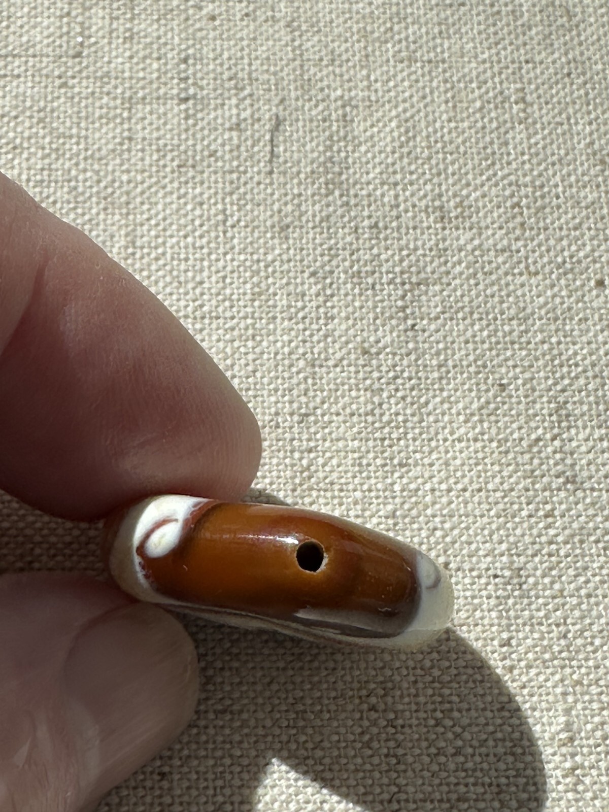 Handmade Lampwork FOCAL HEART Glass Bead Cream Beige Jewelry Supplies Abstract