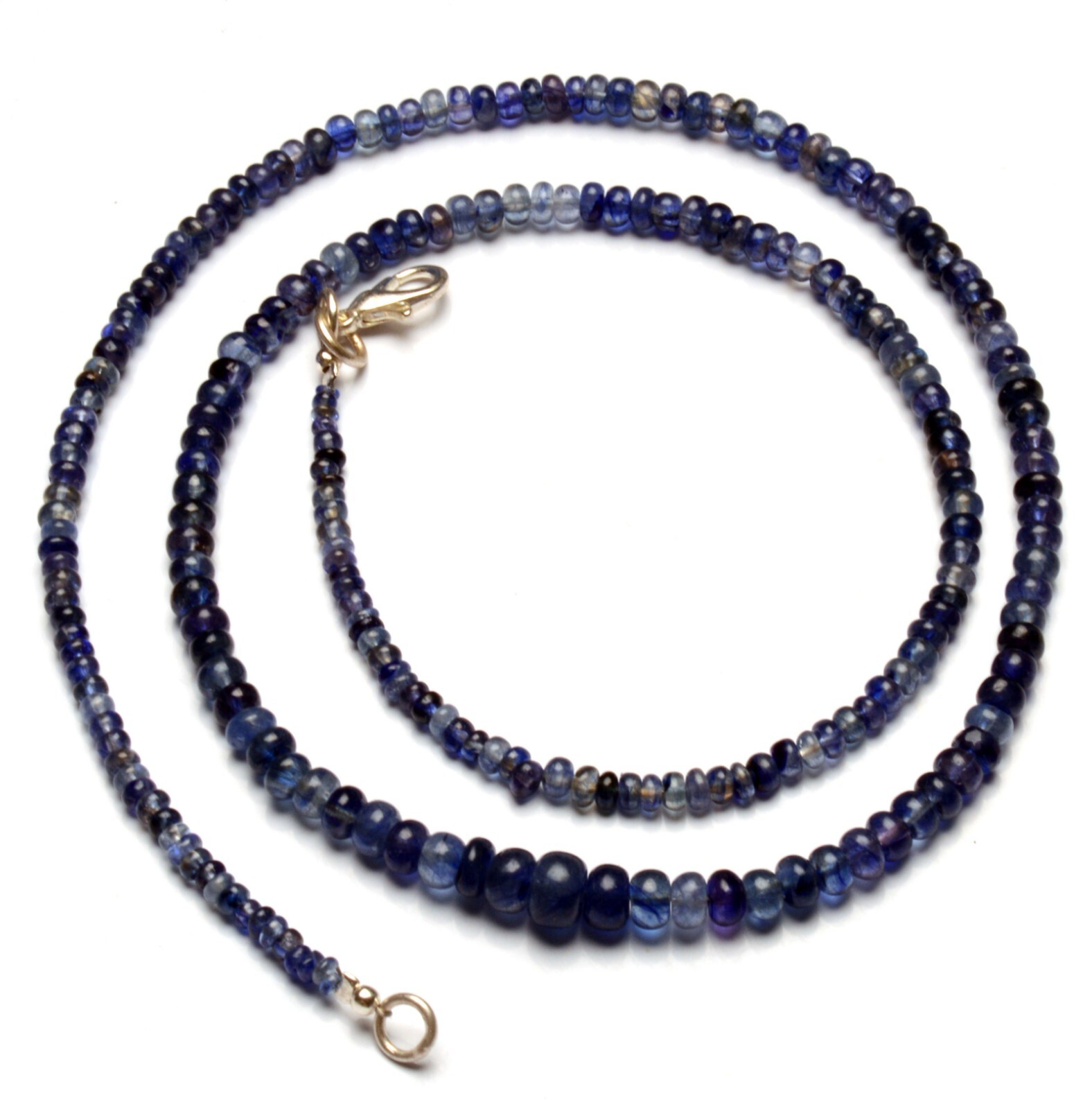 Natural Blue Sapphire Gemstone 3 to 6 mm Size Smooth Rondelle Beads 20″ Necklace