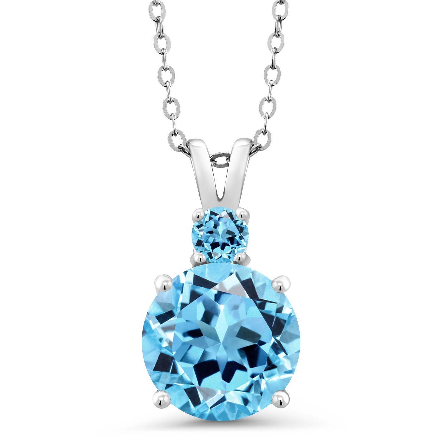 4.76 Cttw Swiss Blue Topaz Pendant Necklace For Women | 925 Sterling Silver |