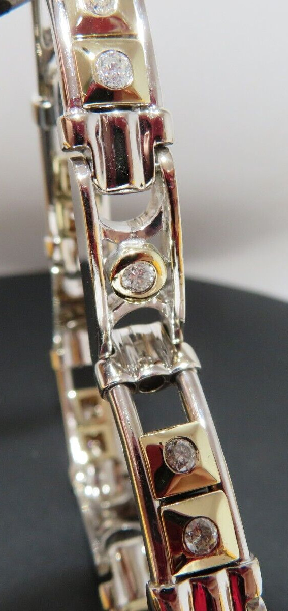 14K 2TONE MEN’S DIAMOND BRACELET 0.90 tcw 8″ LONG 9.21 MM WIDE 42.13gr (AI-2285)
