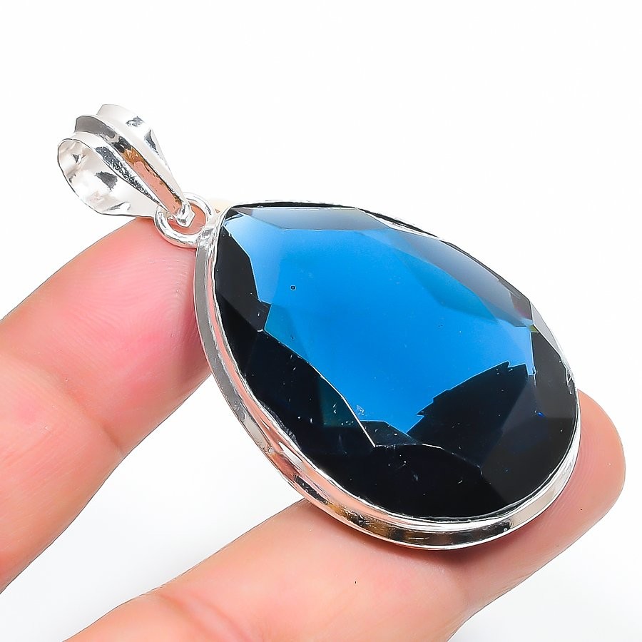 Faceted Iolite Pear Shape Gemstone Fashion Ethnic Jewelry Handmade Pendant 1.9″