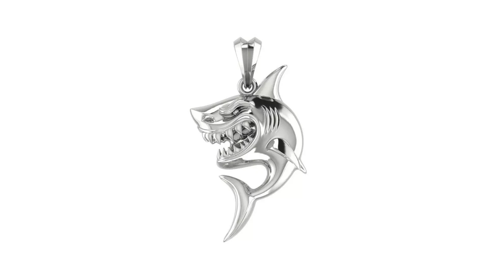 Great White Shark Pendant | 999 Fine Silver 20mm | Handmade USA
