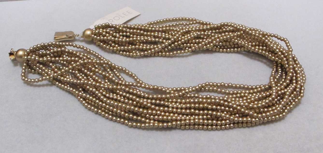 CAROLEE 16-Strand 17” Matte Gold Tone Beads Torsade Necklace $60 NWT