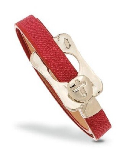 Buckle With Cross Leather Wrap Bracelet Red Silver New Free Ship New B7708