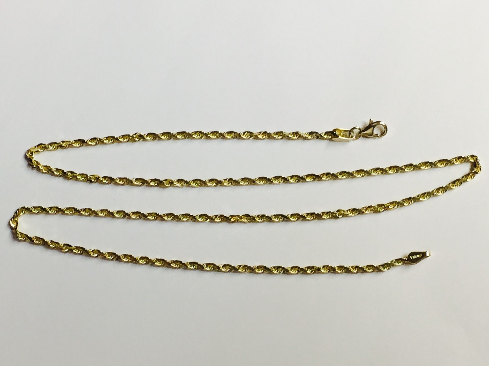 10k Yellow Gold 16″ Solid Diamond Cut ROPE Pendant Chain/Necklace 2mm 3 Grams