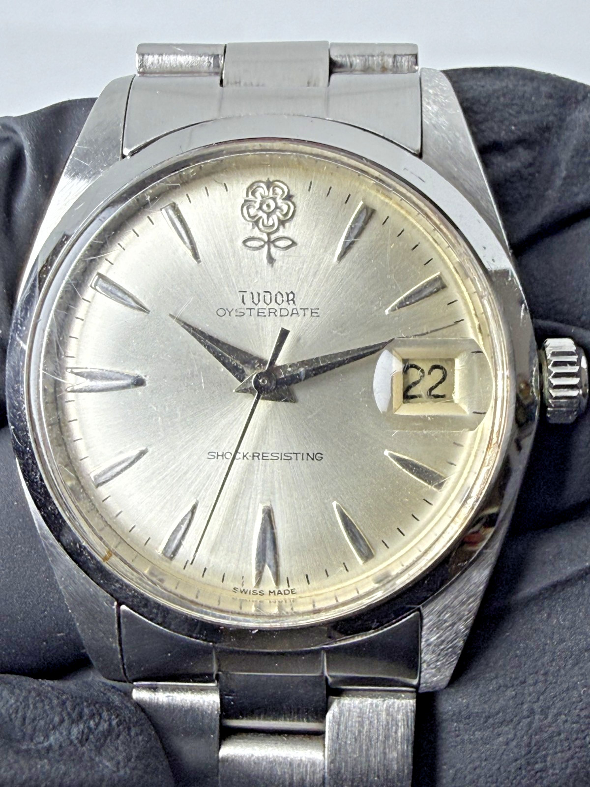 TUDOR Oyster Big Rose 7962 Manual Wind Silver Dial Vintage Watch