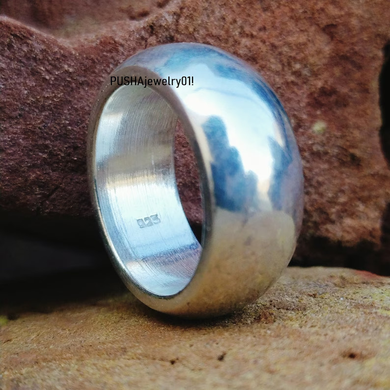 Wide Cigar Band Ring 925 Sterling Silver Ring& Statement Ring Handmade All Size