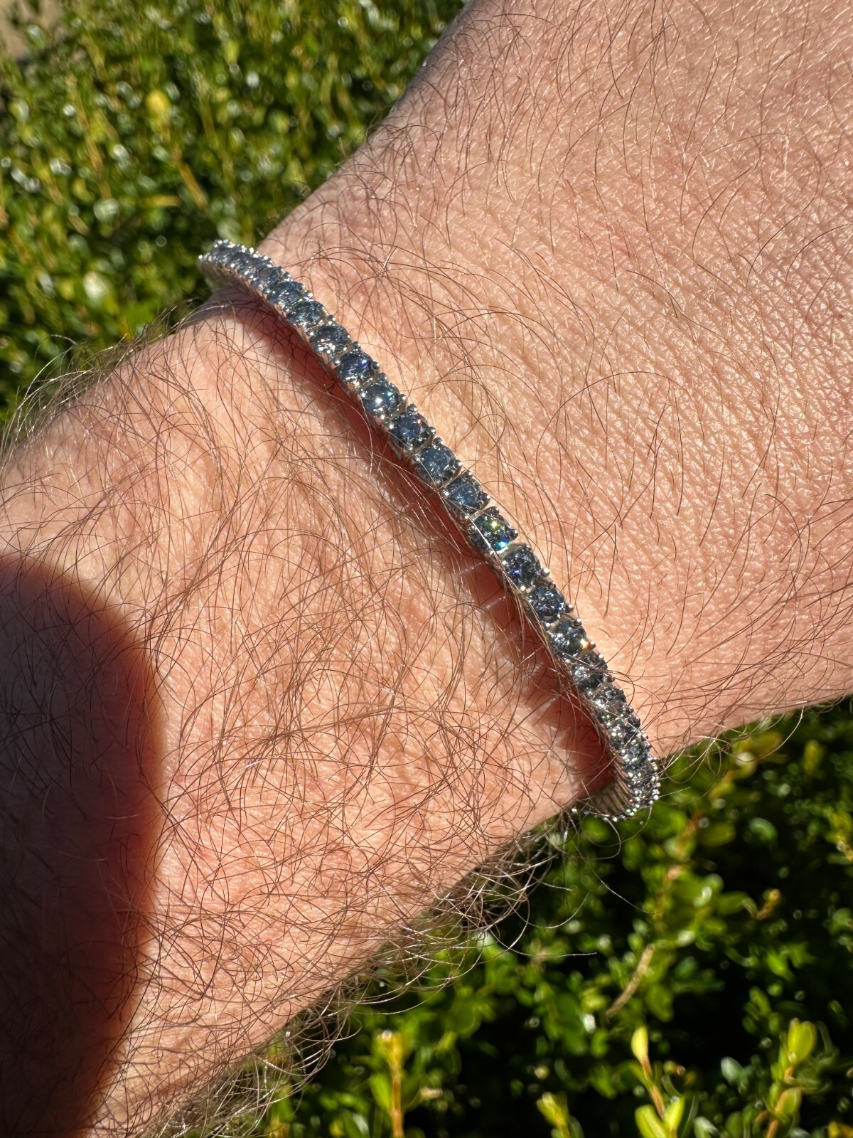Real Iced Blue Gray MOISSANITE 3mm Tennis Bracelet 925 Silver Passes Tester