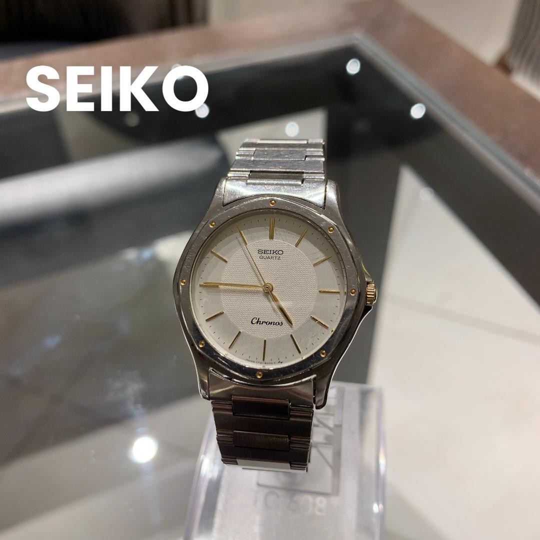 SEIKO Chronos wristwatch, silver and gold, quartz movement, new battery replaced