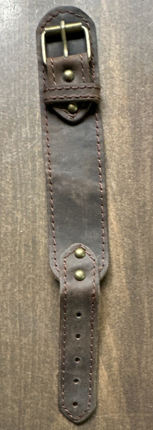 Men’s Brown Leather Cuff Bracelet with Buckle Closure, Brass Base Metal