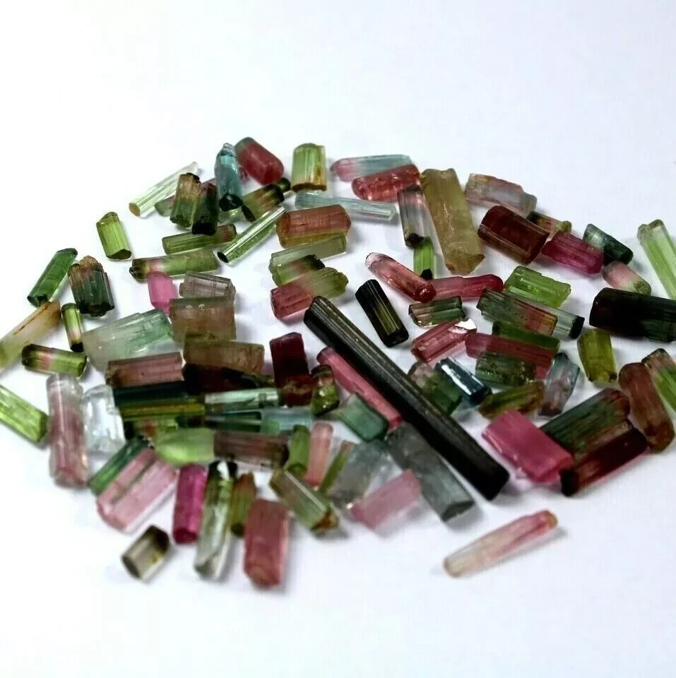 Natural 100 Ct Bi-Color/Multicolor Tourmaline Pencil Rough Lot Loose Gemstone