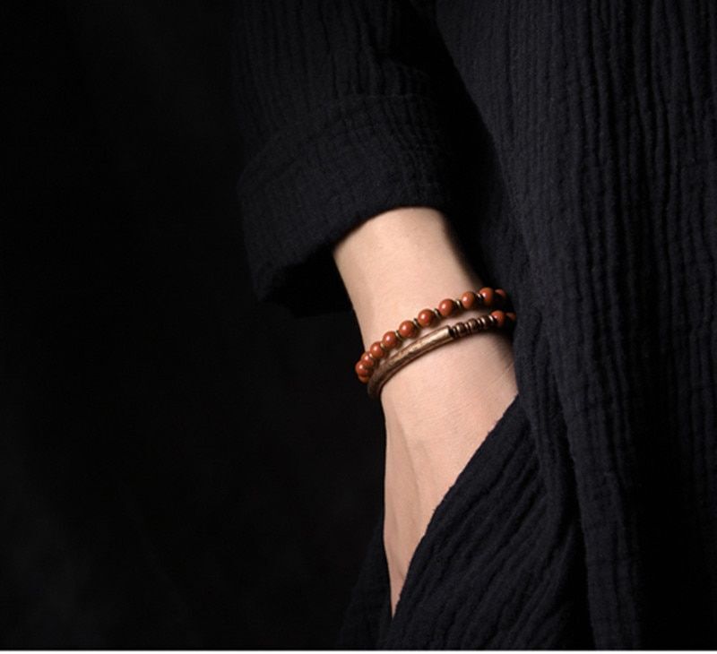 15-22cm Retro Red Stone Copper Handcraft Bracelet Fashion Jewelry NEW
