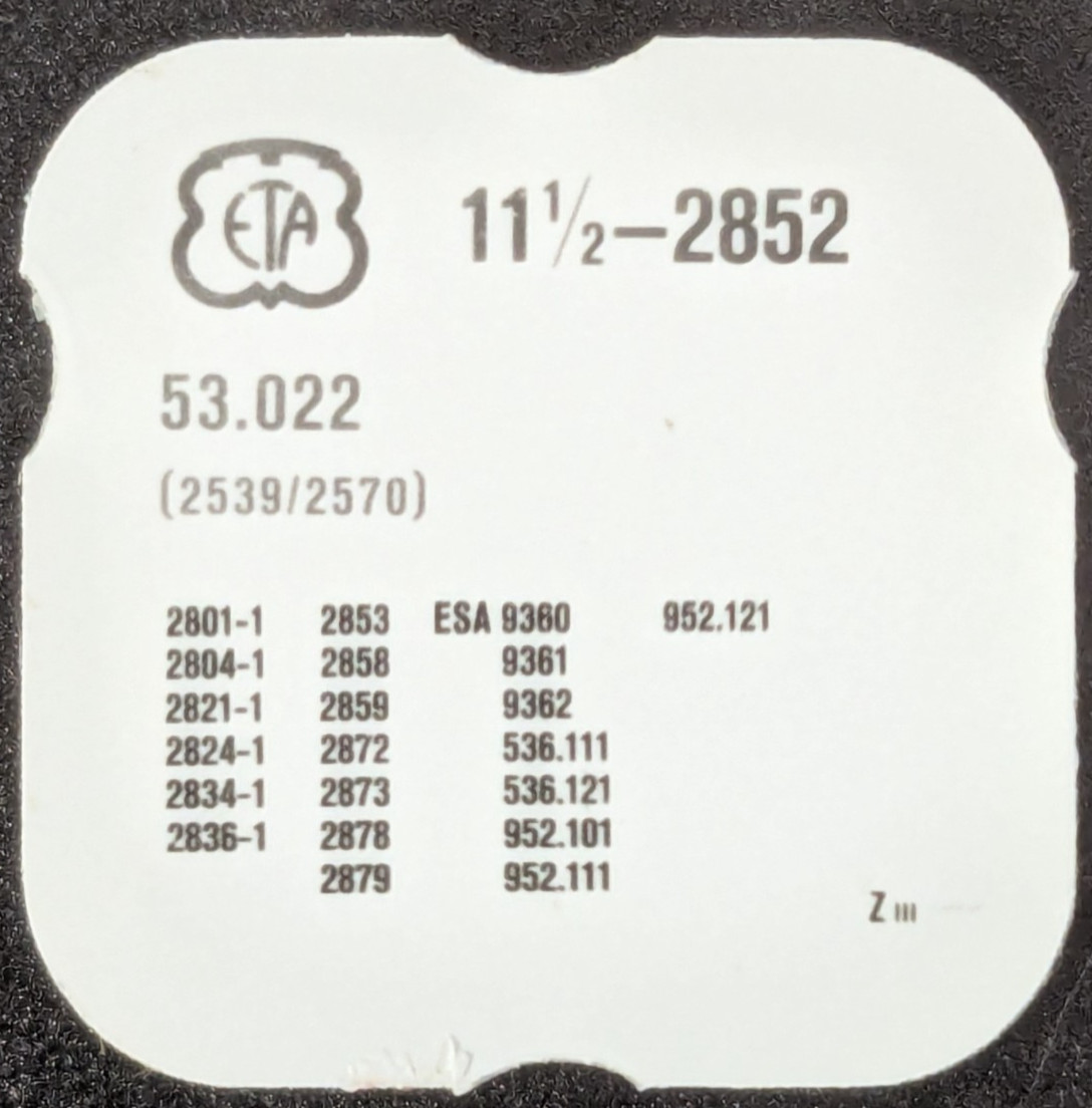 NEW ETA ESA Cal. 2852 9360 2879 ++ Part Number 53.022 2539/2570 – Date Corrector