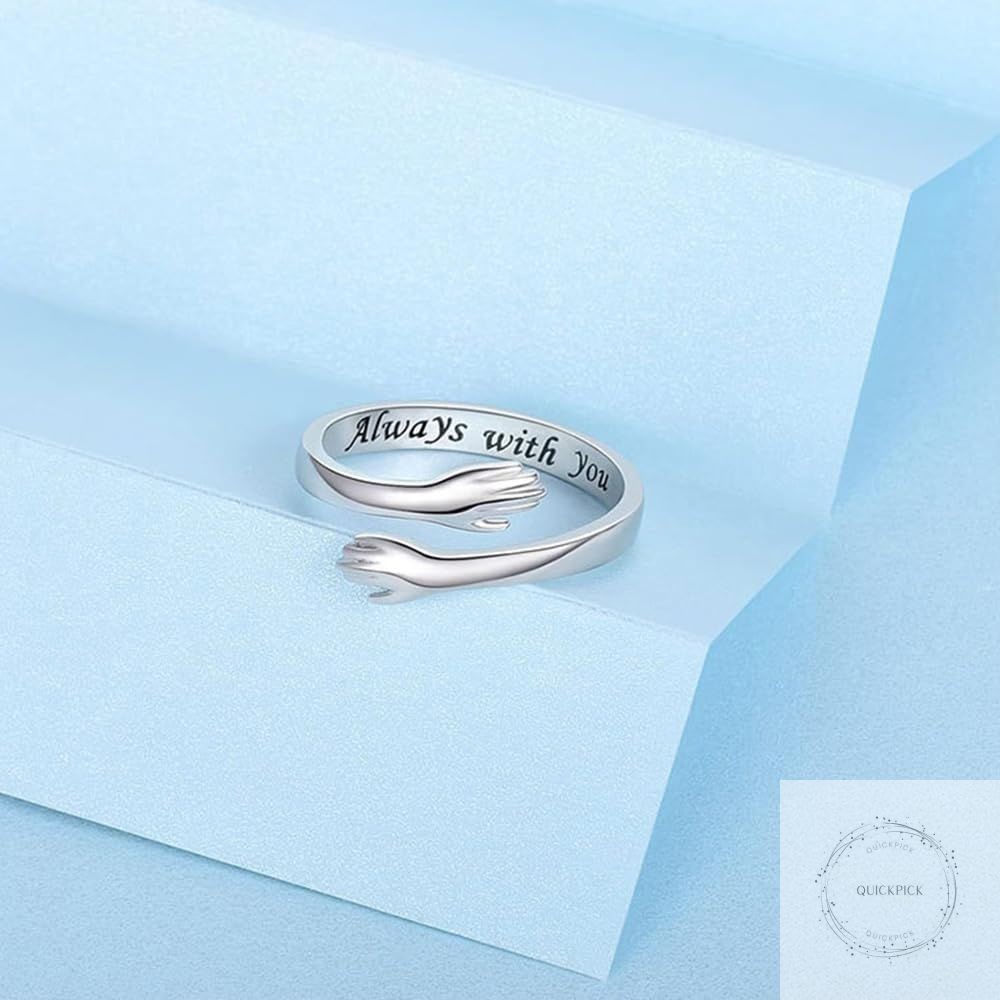 To My Granddaughter Hug Ring For Hope Rings, Inspirational Stainless Steel Engar
