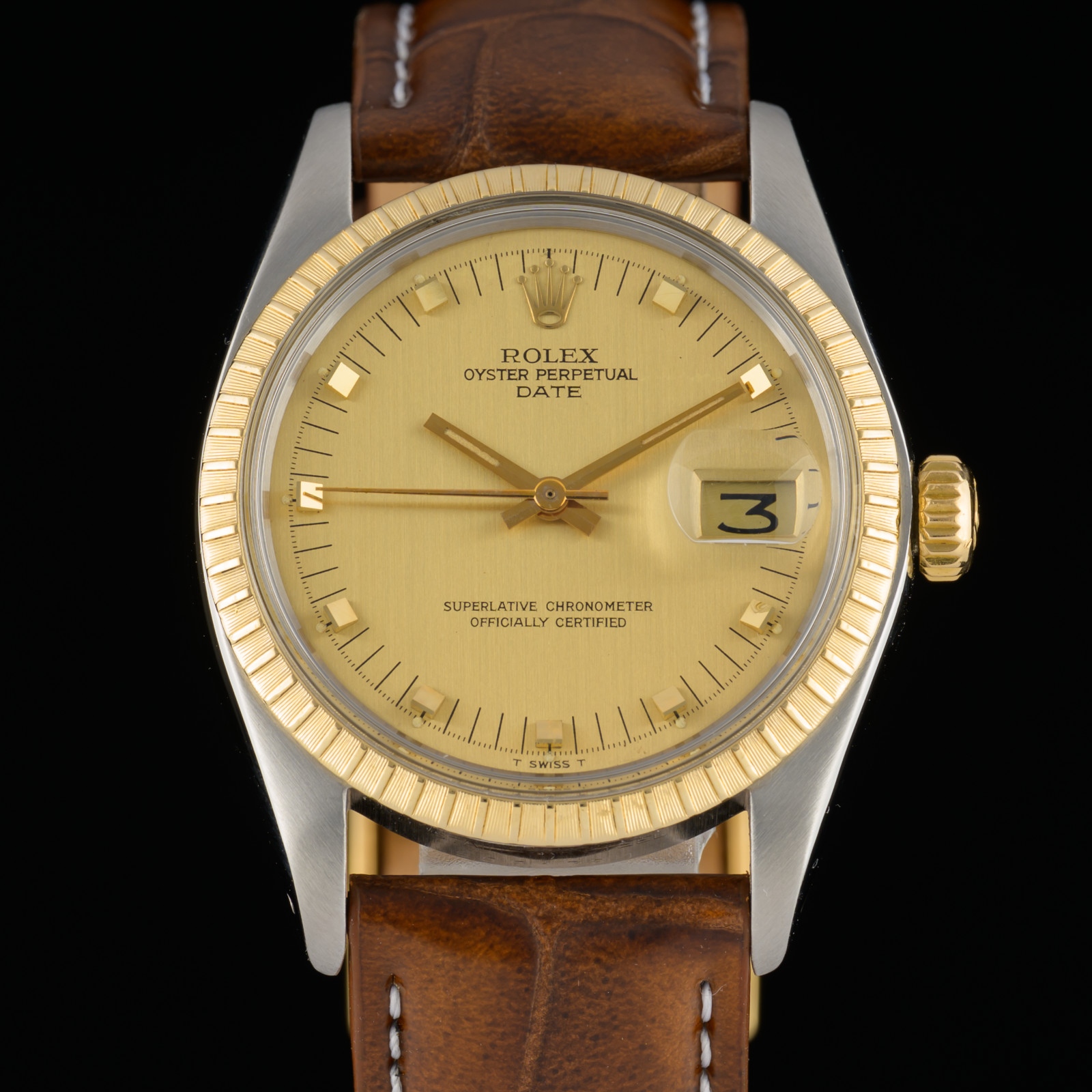 Rolex Oyster Perpetual Date 1505 18k Gold & Steel 34mm Automatic Watch