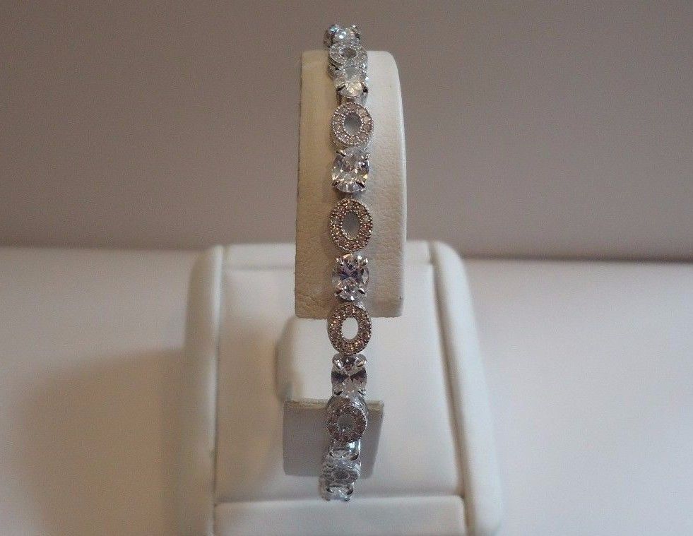 925 STERLING SILVER LADIES DESIGNER TENNIS BRACELET 6.50 CTS SIMULATED DIAMOND