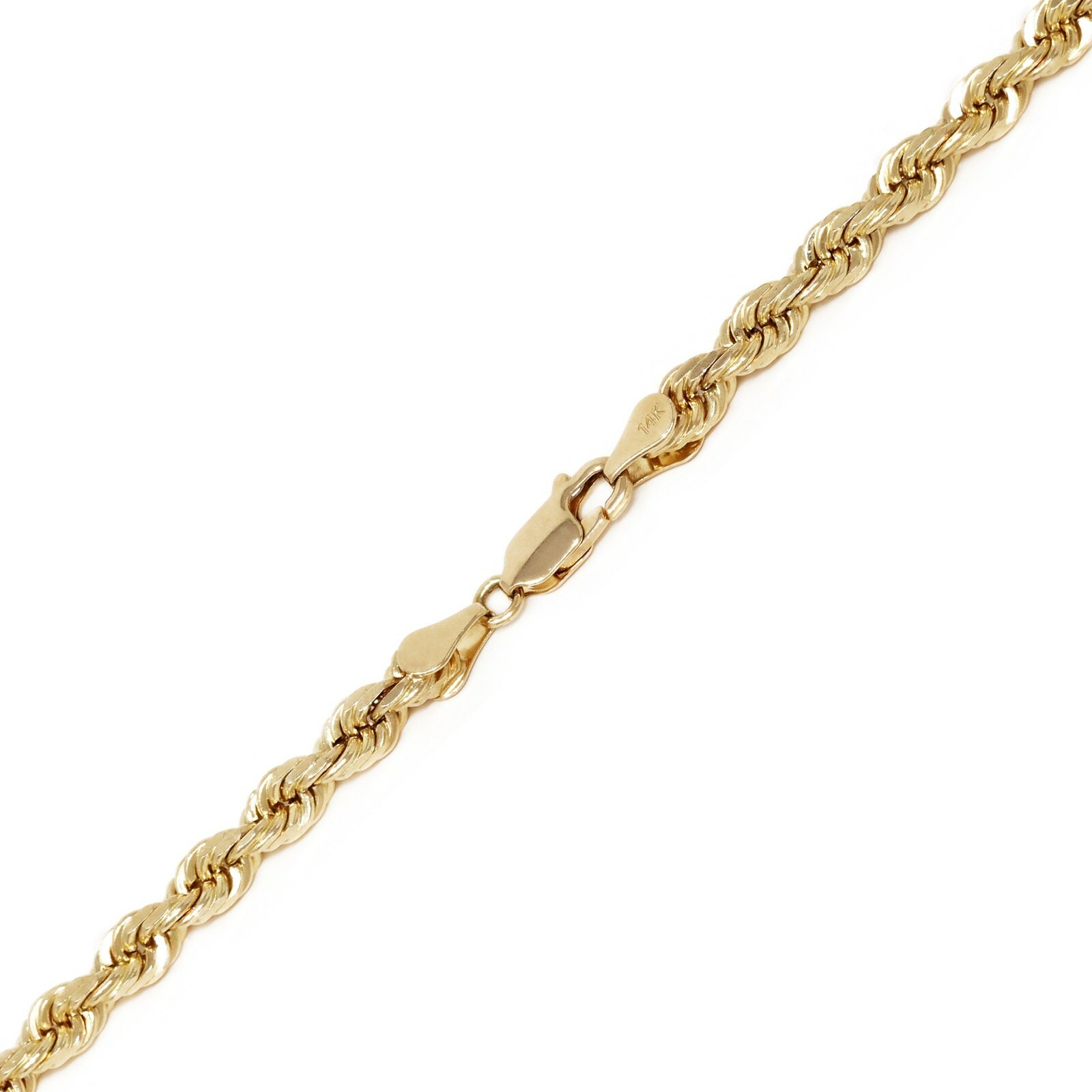 14k Yellow Gold Solid Diamond Cut Rope Chain Necklace 18″ 1.5mm to 4mm