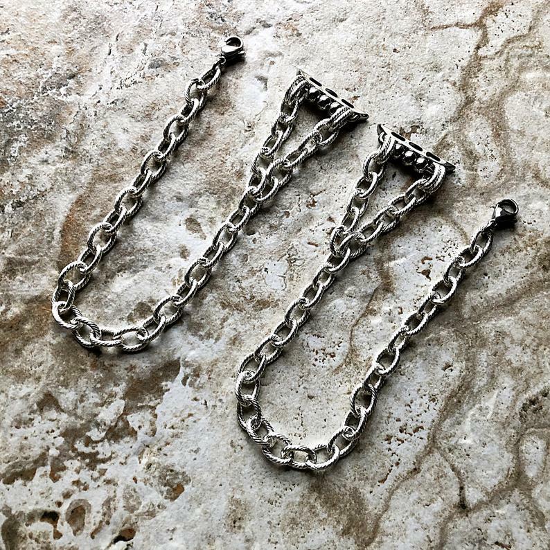 Twisted Wire Pattern Chain Link Band Apple Watch Ultra 3 2 1, 11 10 SE 3 Series