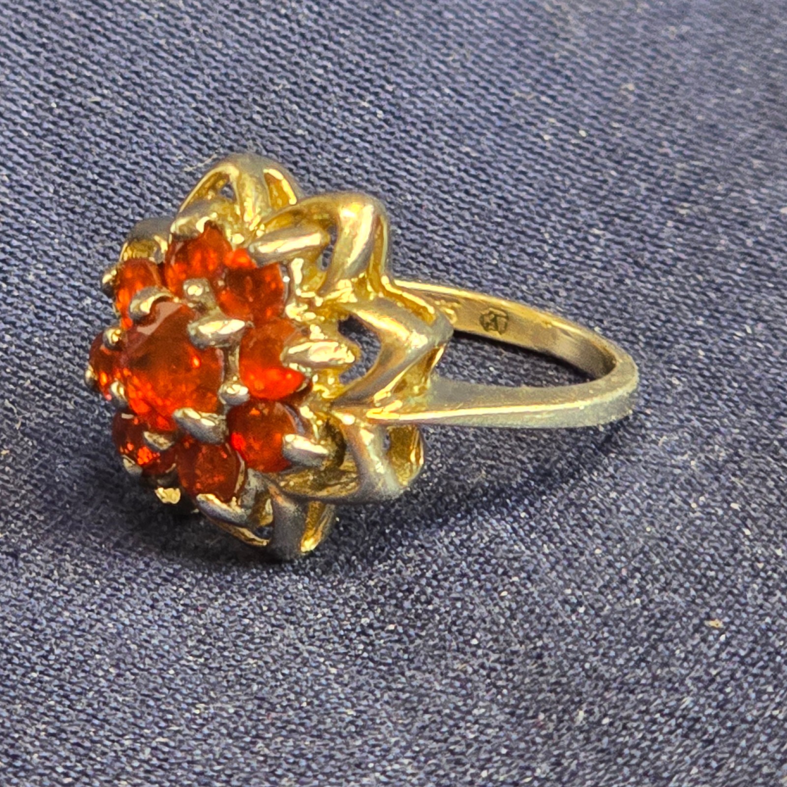 Sterling Silver Ring 4.08g Fine Jewelry Size 4.5 Blood Orange Color *READ*
