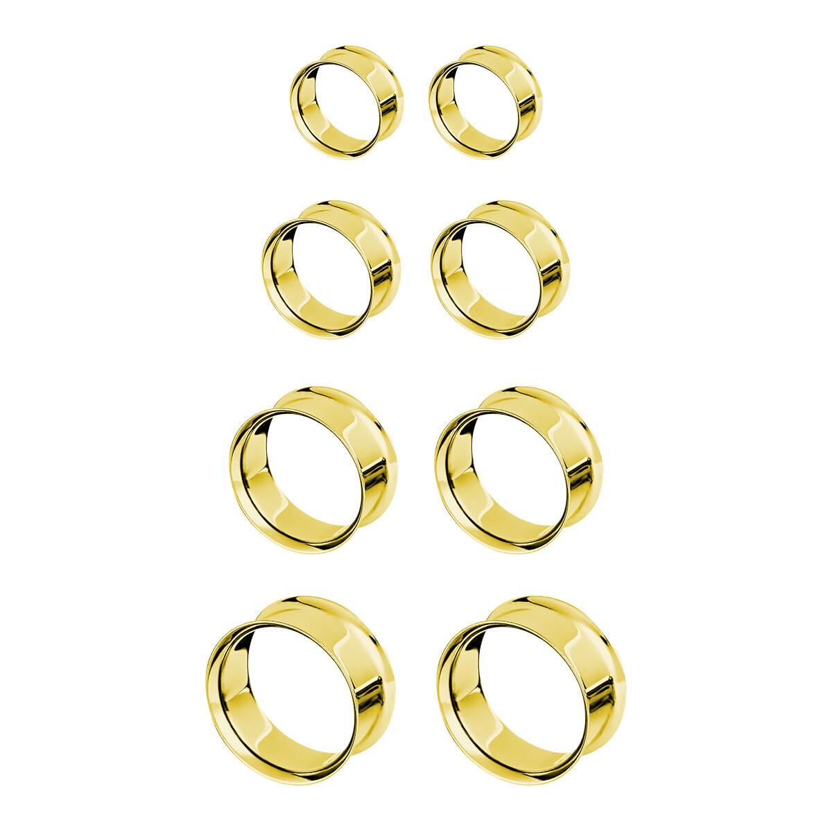 Pair of Surgical Steel PVD Gold Double Flare Ear Tunnels Earlets Gauges Plugs