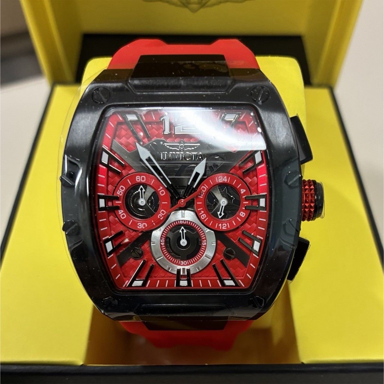 Invicta Racing Men’s Quartz Chronograph Watch 43mm Red Dial Band 48473