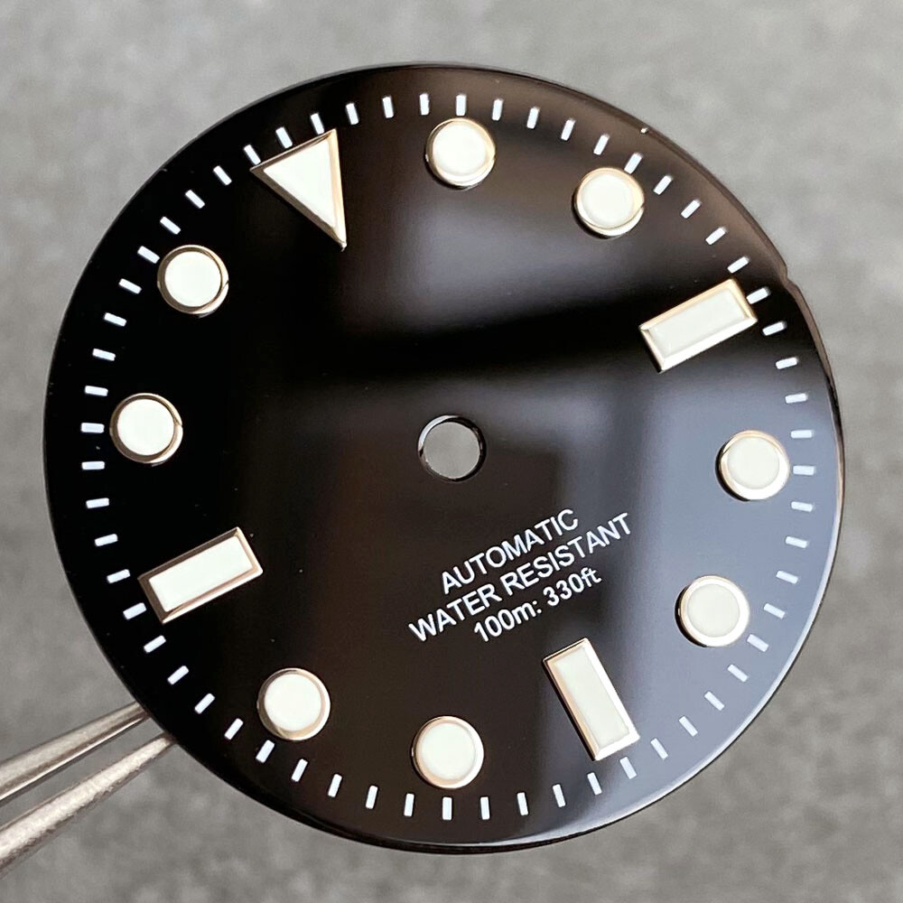 Black Watch Dial 29mm Lume Marks Without Date Window Fit NH35 NH36 NH38 PT5000