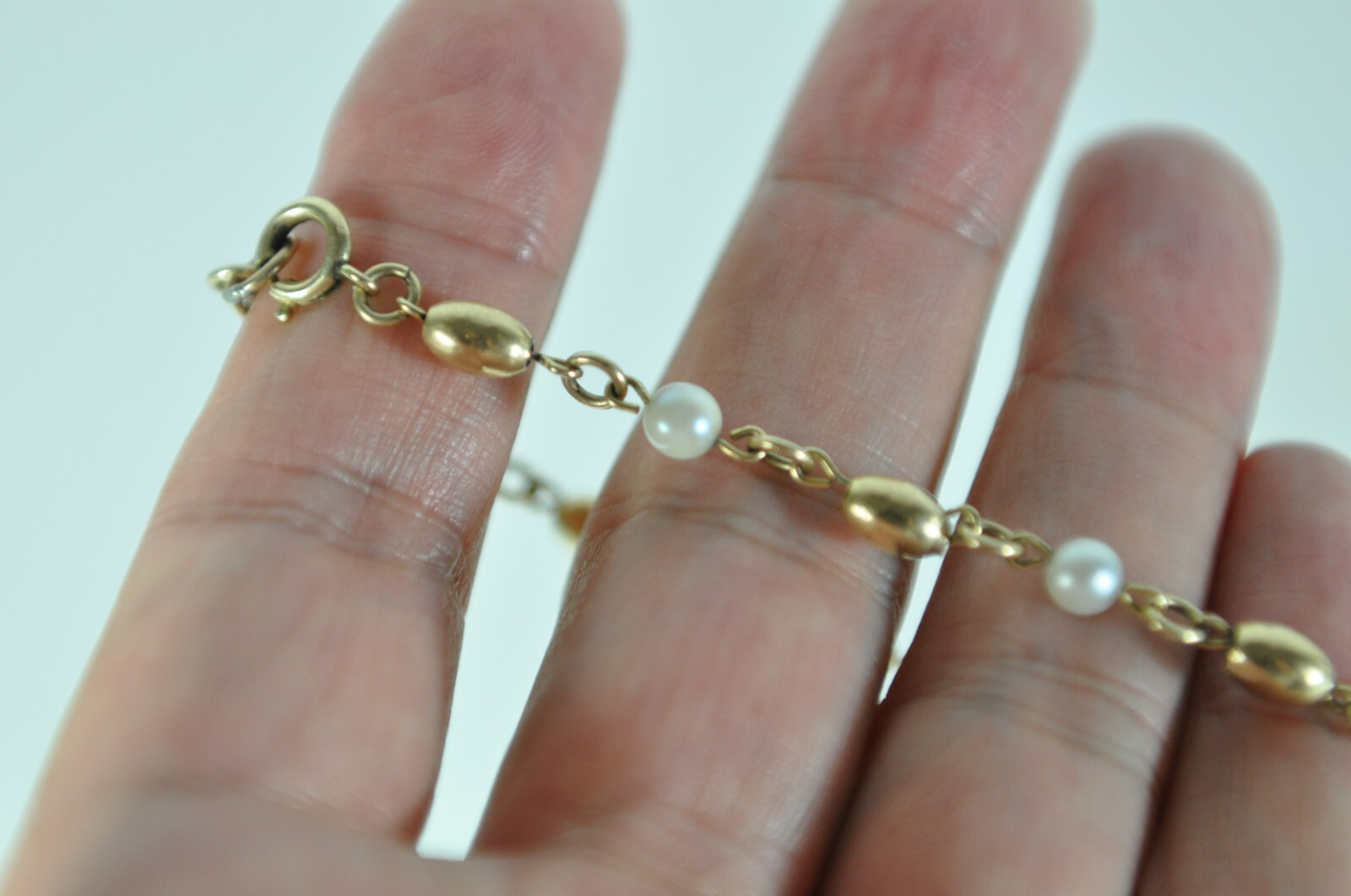 #5 Fine 7″ & 5mm Pearl 12K Gold Bracelet