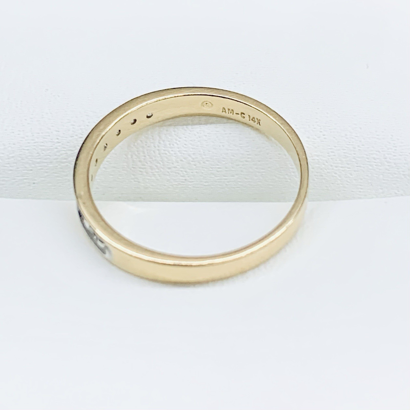 0.09 Ct 14k Yellow Gold Natural Diamond Pave Engagement Wedding Ring Size 6.5