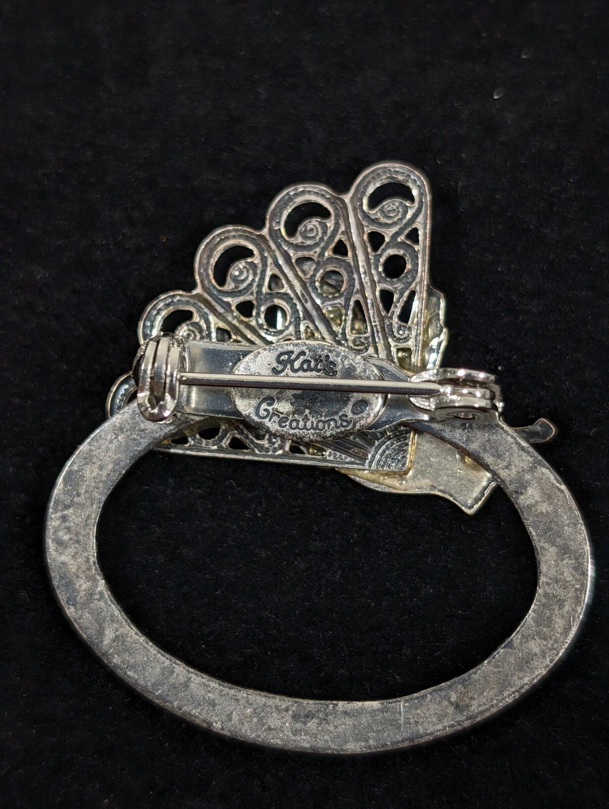 Kats Creations Silver Tone Angel Oval Brooch Pin