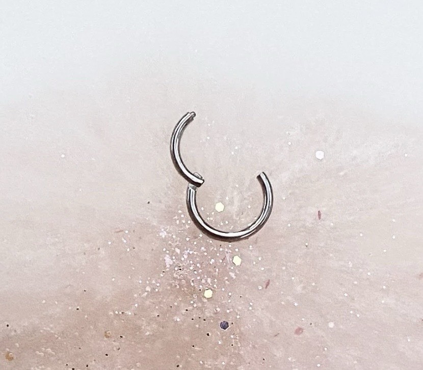 Silver Titanium Clicker Hoop. 20G, 18G, 16G, 14G, 12G, 10G.